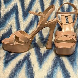 Beige/nude/tan platform heels